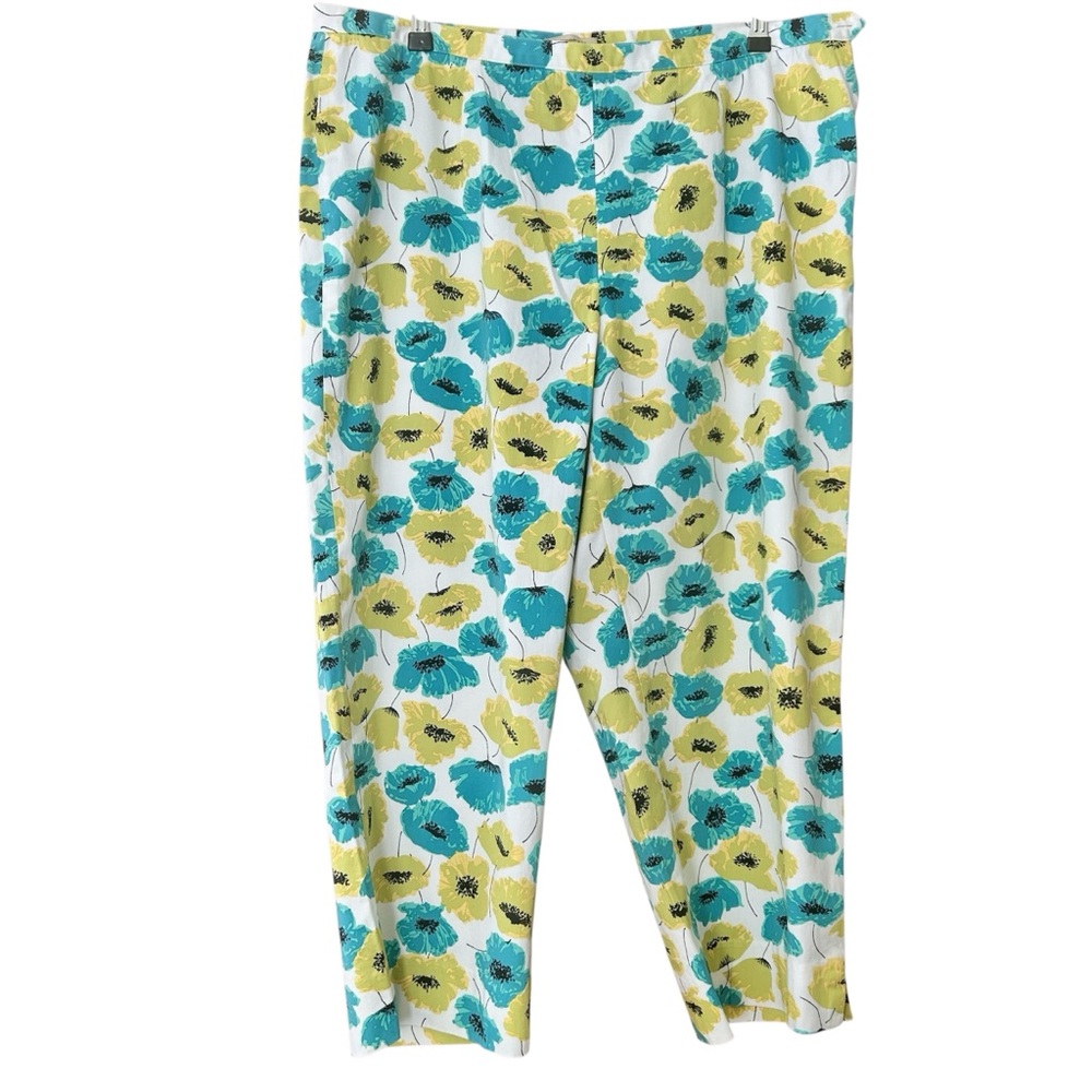 Jones NY Floral Ankle Pants 18W | Miami Poolside Resort Cruise Coastal Chic